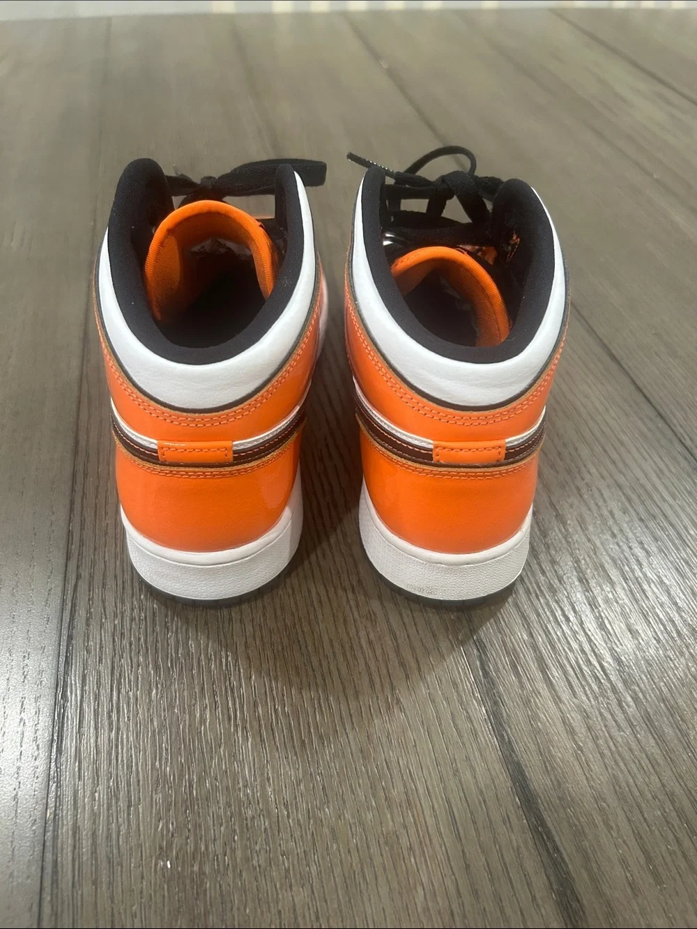 Jordan Orange White Black High-Top Sneakers